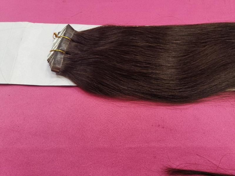 Фото Натуральные  волосы для ленточного наращивания 70см цвет 2 - магазин  "Домик Принцессы"