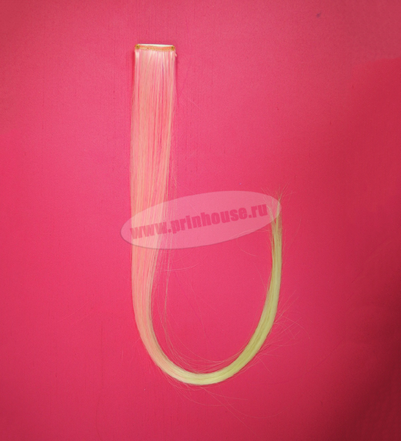 Фото Цветная прядь из искусственного волоса kanekalon прямой на клипсах омбре розовая+блонд - магазин  "Домик Принцессы"