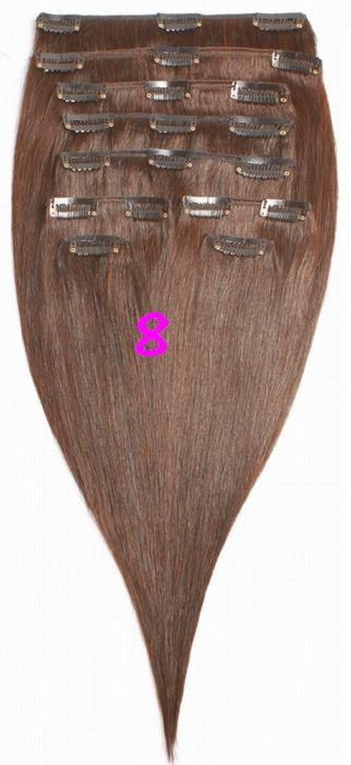 Фото Волосы на заколках натуральные Макси-комплект №8 светлый шоколад 180 грамм 50см - магазин  "Домик Принцессы"