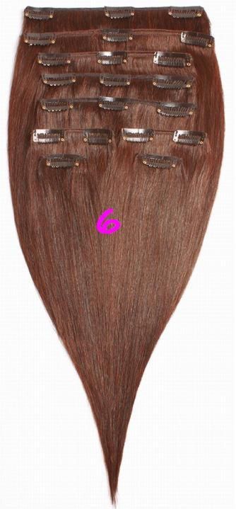 Фото Волосы на заколках натуральные Макси-комплект №6 медный шоколад 180 грамм 50см - магазин  "Домик Принцессы"