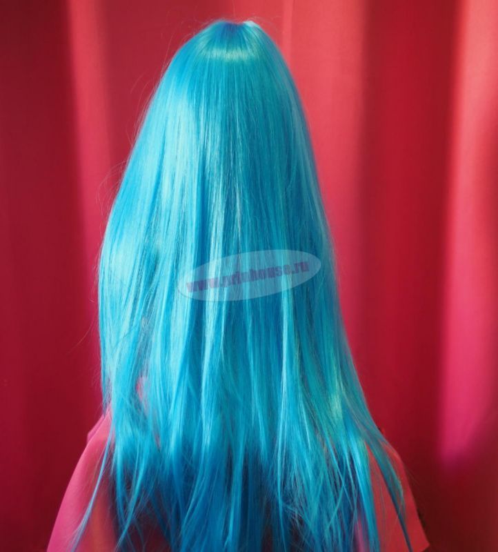 Фото Парик супер длинный искусственный голубой DF13 - магазин  "Домик Принцессы"