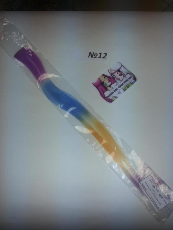 Фото Цветная прядь из искусственного термо волоса kanekalon прямой на клипсах омбре №12 - магазин  "Домик Принцессы"