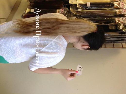 Фото Накладной хвост из натуральных волос на ленте 60см 100грамм цвет №27/613 мелированный блонд - магазин  "Домик Принцессы"