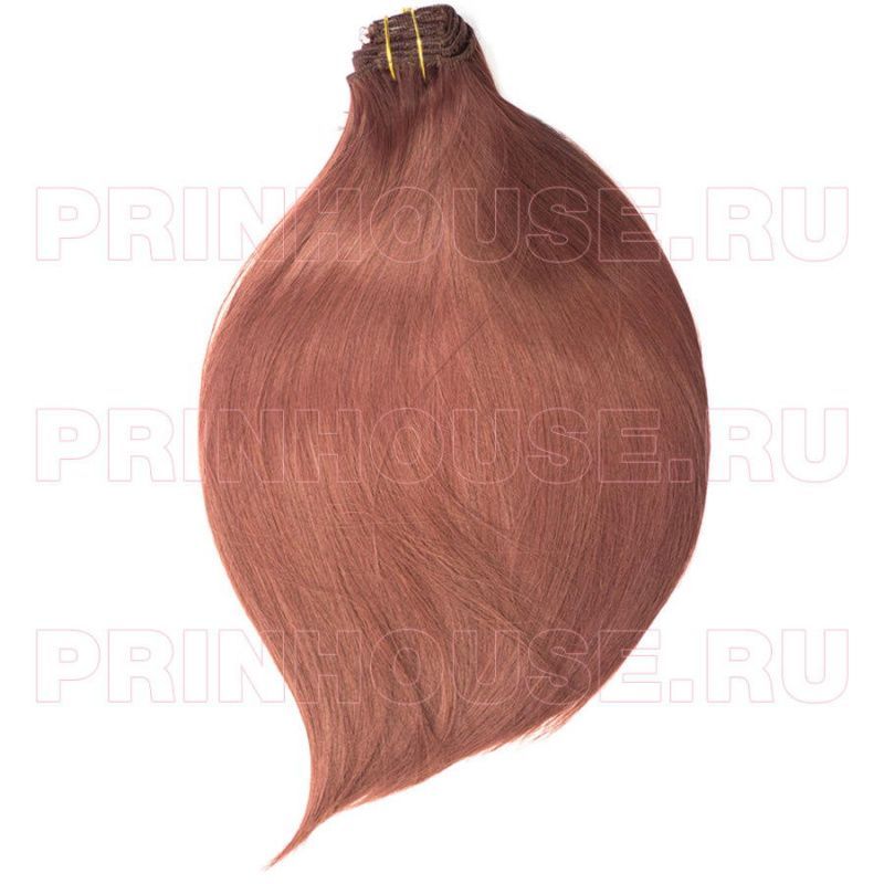 Фото Волосы на заколках искусственные 8 лент термо яркий медно-рыжий оттенок 131О длина 60см - магазин  "Домик Принцессы"