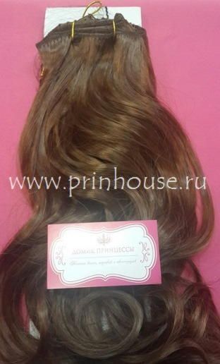 Фото Волосы на заколках искусственные локоны 45см цвет 30 средне-каштановый - магазин  "Домик Принцессы"