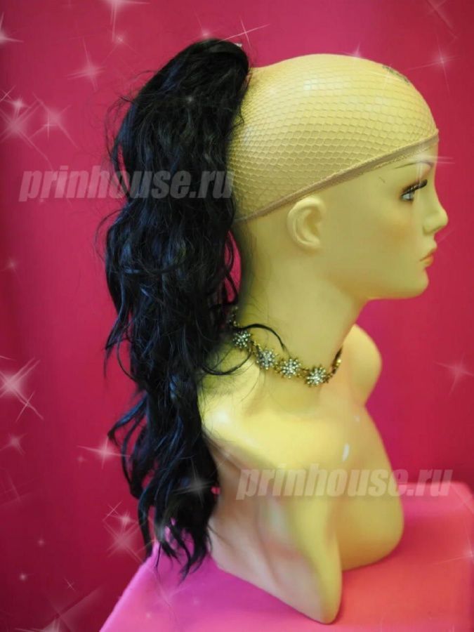 Фото Хвост на крабе из искусственных волос цвет 1 черный - магазин  "Домик Принцессы"