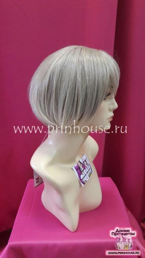 Фото Парик короткая стрижка с косой челкой термо Цвет 15T613 холодный блонд - магазин  "Домик Принцессы"