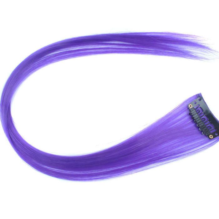 Фото Цветная узкая прядь на заколке цвет фиолетовый - магазин  "Домик Принцессы"