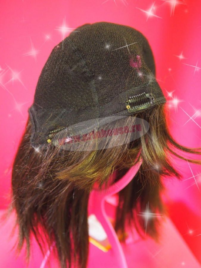 Фото Парик из натуральных волос каре с челкой цвет2 - магазин  "Домик Принцессы"