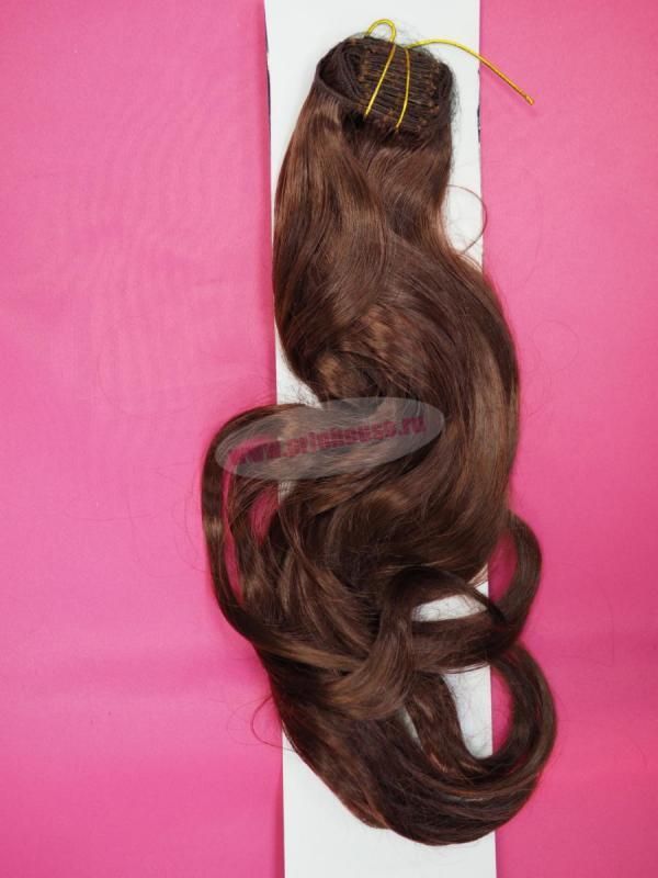 Фото Волосы на заколках искусственные локоны 45см цвет 33a медный - магазин  "Домик Принцессы"
