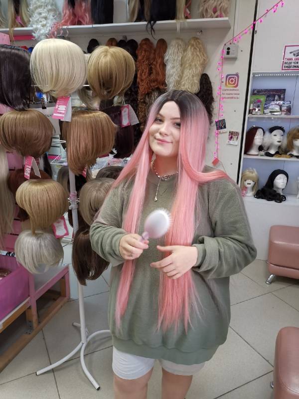Фото Супердлинный парик 85см без челки розовый - магазин  "Домик Принцессы"