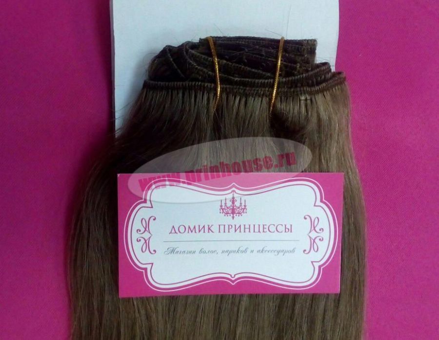 Фото Волосы на заколках натуральные 55см 100гр цвет 20 светлый шоколад - магазин  "Домик Принцессы"