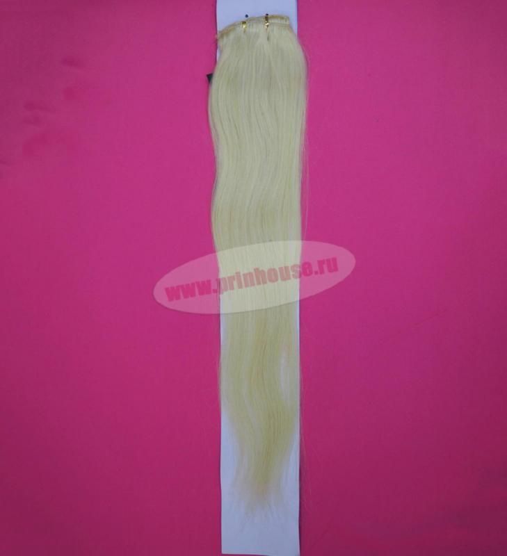Фото Волосы на заколках натуральные люкс длина 50 см 70 грамм цвет #613 блонд - магазин  "Домик Принцессы"