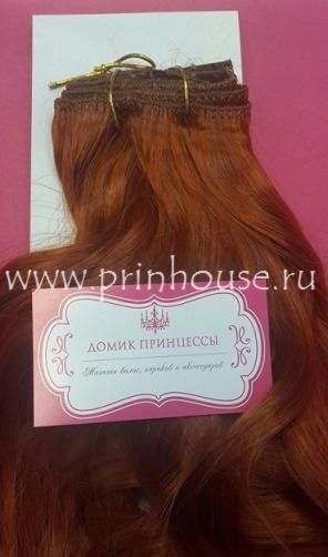 Фото Волосы на заколках искусственные локоны 45см цвет 376Т ярко-рыжий - магазин  "Домик Принцессы"