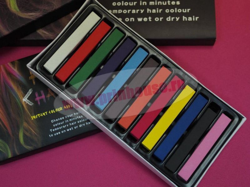 Фото Набор цветных мелков для временного окрашивания волос 12шт - магазин  "Домик Принцессы"