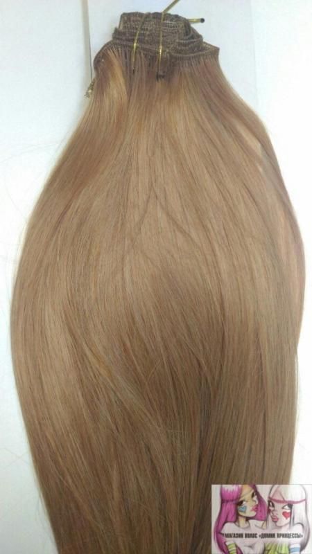 Фото Волосы искусственные канекалон термо на заколках 8 лент 45см прямые цвет 27 светло рыжий - магазин  "Домик Принцессы"