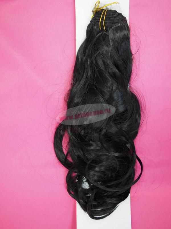 Фото Волосы искусственные канекалон термо на заколках 8 лент 50см локоны Цвет 1 - магазин  "Домик Принцессы"