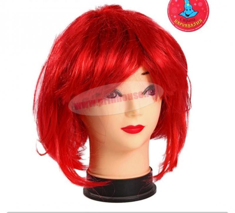 Фото Карнавальный парик короткая стрижка 100 г цвет красный - магазин  "Домик Принцессы"