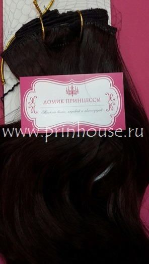 Фото Волосы на заколках искусственные локоны 45см цвет 2sp33 глубокий каштан - магазин  "Домик Принцессы"