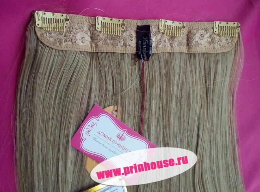 Фото Волосы прямые на леске искусственные цвет #15BT613 мелированный блонд - магазин  "Домик Принцессы"