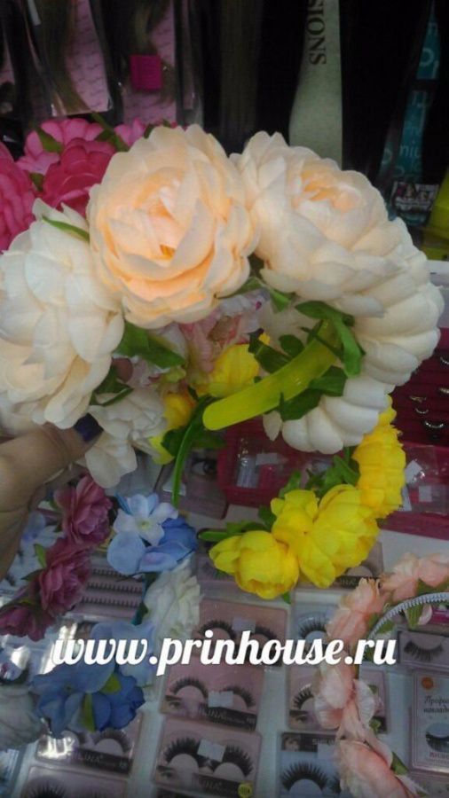 Фото Ободок цветочный бежево-оранжевый - магазин  "Домик Принцессы"