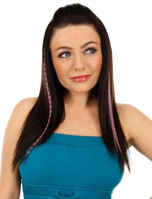 Фото Цветная прядь волос на заколке расцветка гризли - магазин  "Домик Принцессы"