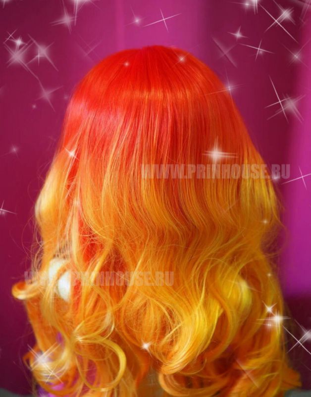 Фото Парик термо на сетке ярко-оранжевые локоны омбре 65см - магазин  "Домик Принцессы"