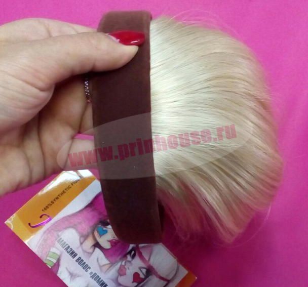 Фото Челка из искусственных волос на ободке цвет 122 - магазин  "Домик Принцессы"