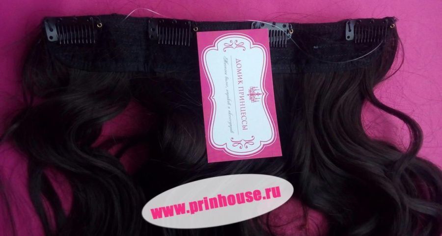 Фото Волосы локоны на леске искусственные цвет #4 каштановый - магазин  "Домик Принцессы"