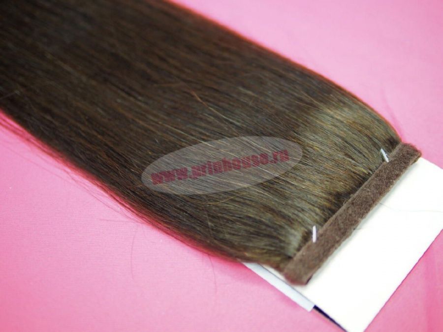 Фото Накладной хвост из натуральных волос на ленте 53cм цвет 2 темный шоколад - магазин  "Домик Принцессы"