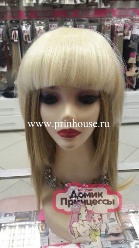 Фото Накладная челка искусственная прямая густая блонд 613 - магазин  "Домик Принцессы"
