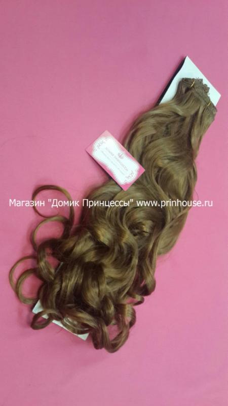 Фото Волосы искусственные канекалон термо на заколках 8 лент 65см локоны Цвет мелированный медный 27h30 - магазин  "Домик Принцессы"