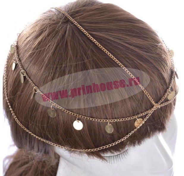 Фото Тика украшение-цепочка на голову золотая - магазин  "Домик Принцессы"