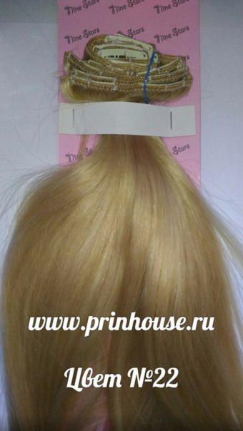 Фото Волосы на заколках натуральные люкс цвет №22 натуральный блонд - магазин  "Домик Принцессы"