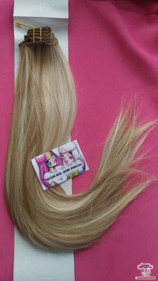 Фото Волосы на заколках искусственные 8 лент термо цвет 19h613 длина 60 см - магазин  "Домик Принцессы"