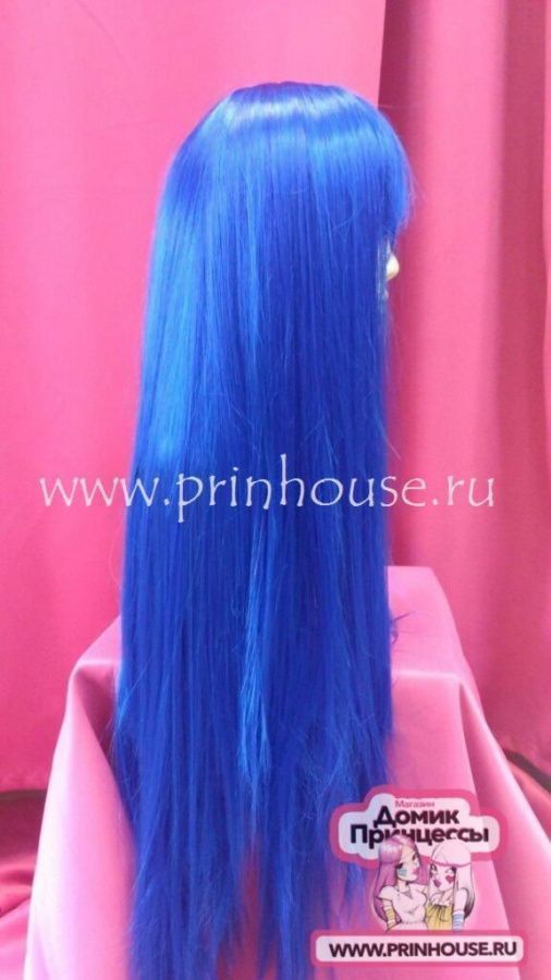 Фото Парик супер длинный искусственный 70 см Цвет синий royal blue - магазин  "Домик Принцессы"
