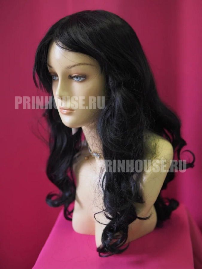 Фото Парик из натуральных волос локоны без челки цвет черный - магазин  "Домик Принцессы"