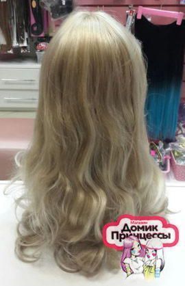 Фото Парик из искусственных волос длинный в локонах с челкой цвет с мелированием - магазин  "Домик Принцессы"