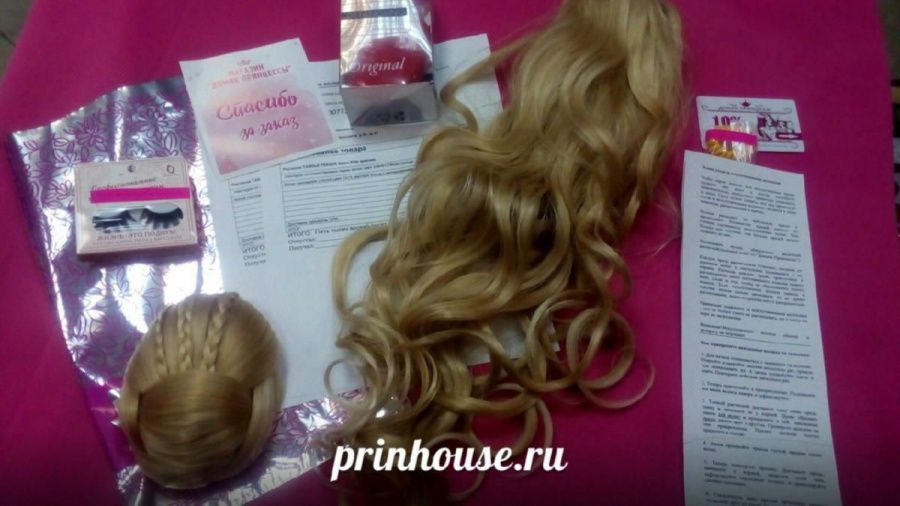 Фото Кичка накладная с тремя косичками цвет русый - магазин  "Домик Принцессы"
