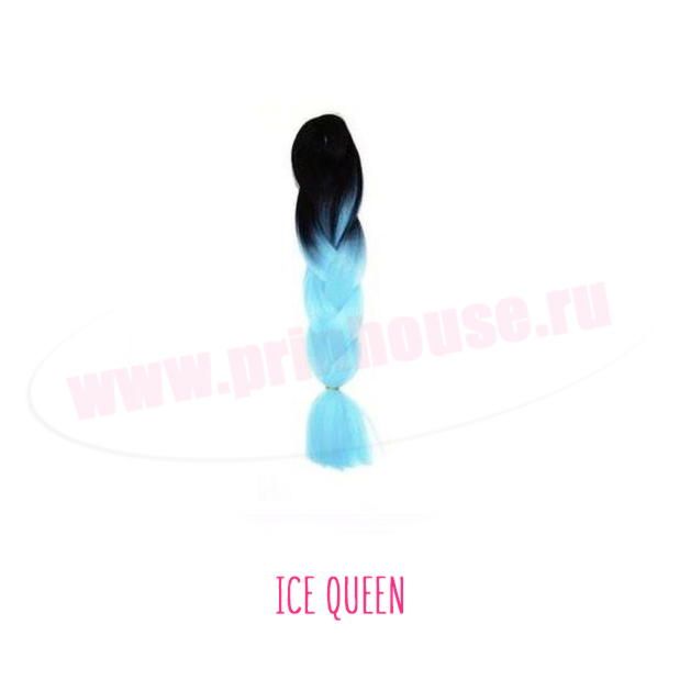 Фото Канекалон омбре 60см 100 грамм черный+голубой #IceQueen - магазин  "Домик Принцессы"