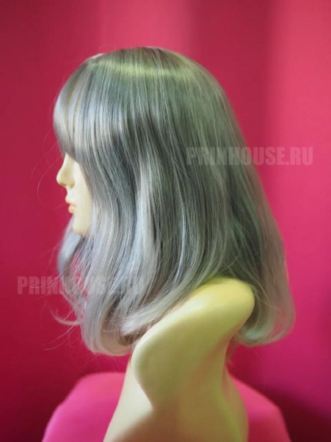 Фото Парик косплей из искусственных волос серый - магазин  "Домик Принцессы"