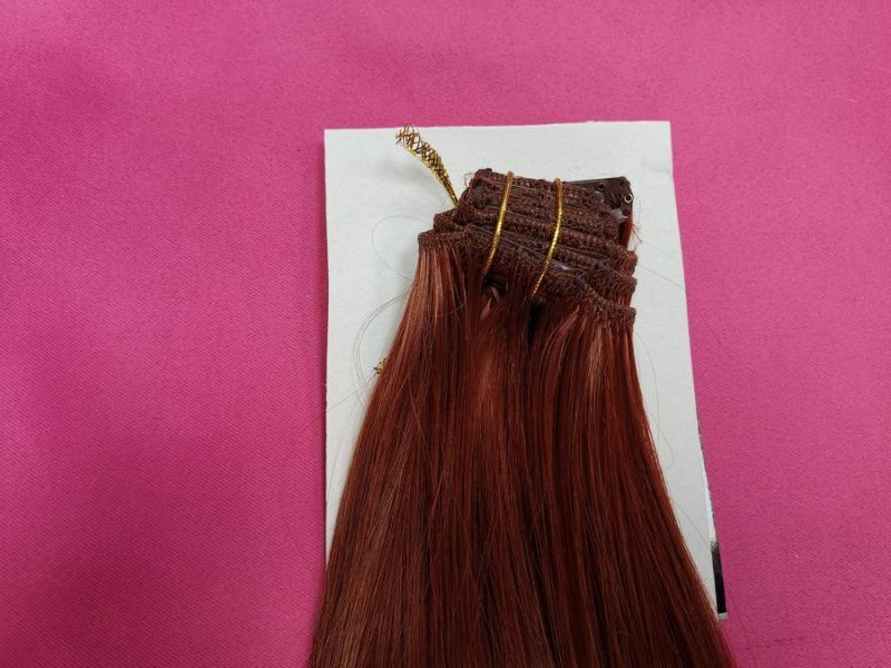 Фото Волосы на заколках искусственные прямые 8 лент 45см оттенок 375О - магазин  "Домик Принцессы"