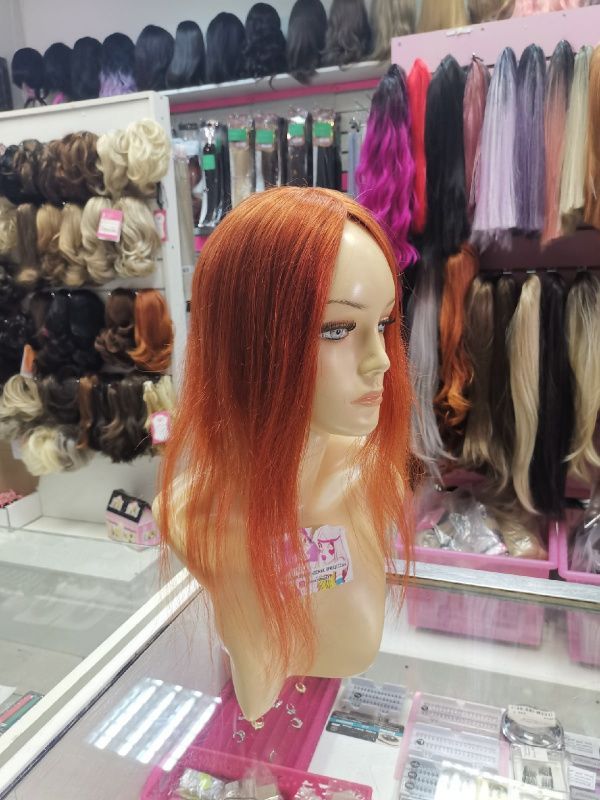 Фото Накладка на теменную зону из натуральных волос рыжая - магазин  "Домик Принцессы"