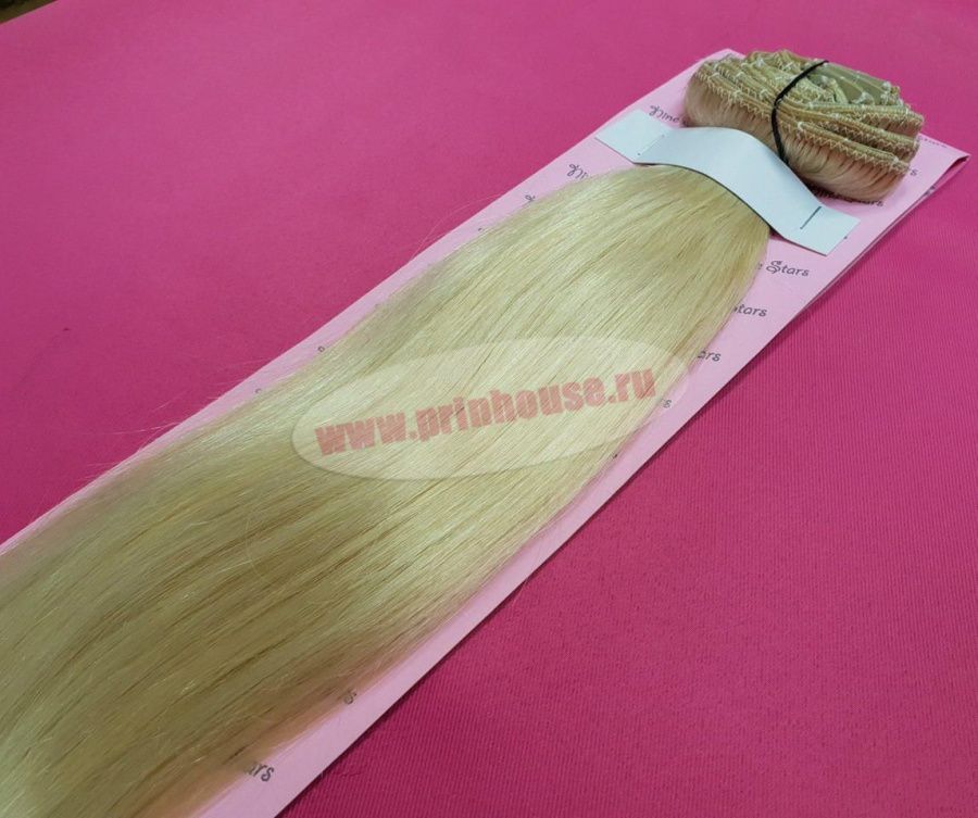 Фото Волосы на заколках натуральные люкс цвет №613 блонд - магазин  "Домик Принцессы"