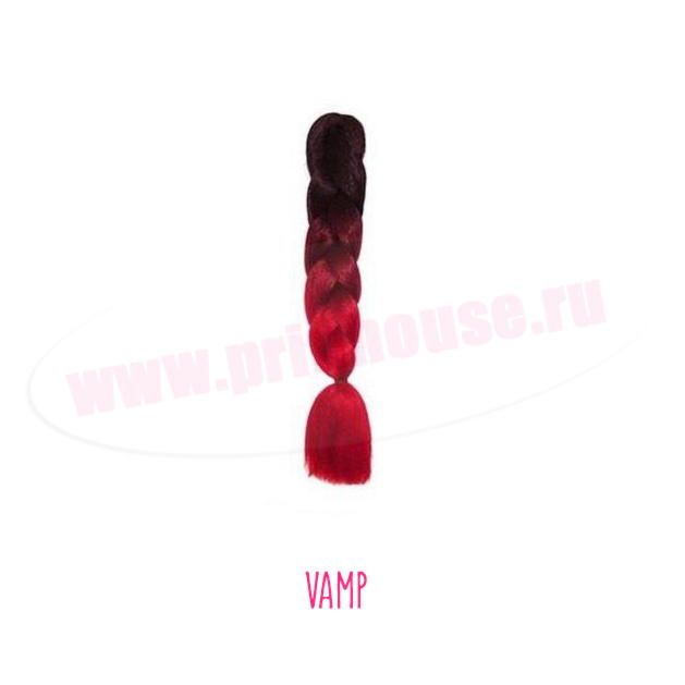 Фото Канекалон  омбре 100 шрамм 60см  черный+бардовый +красный #Vamp - магазин  "Домик Принцессы"