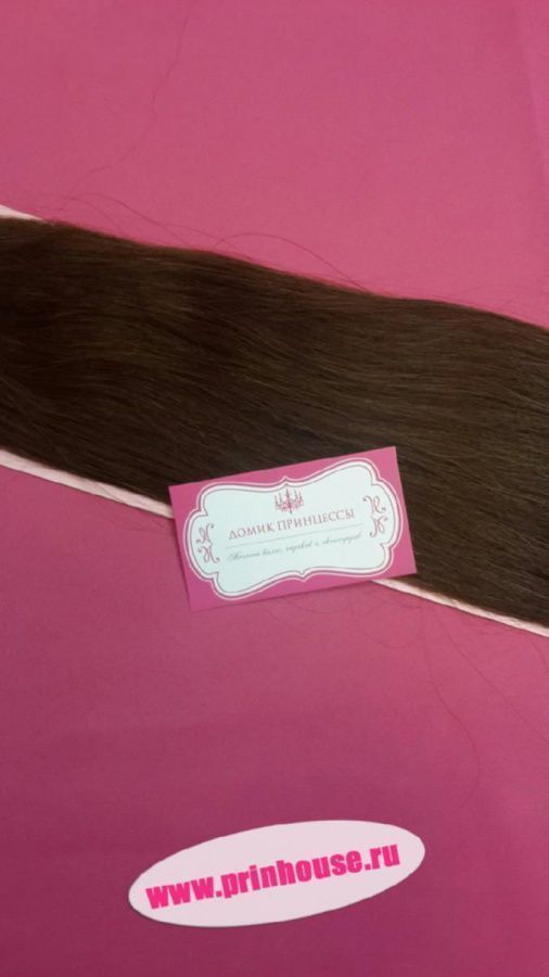 Фото Натуральные волосы на заколках люкс 60см 120 грамм цвет №4 шоколад - магазин  "Домик Принцессы"