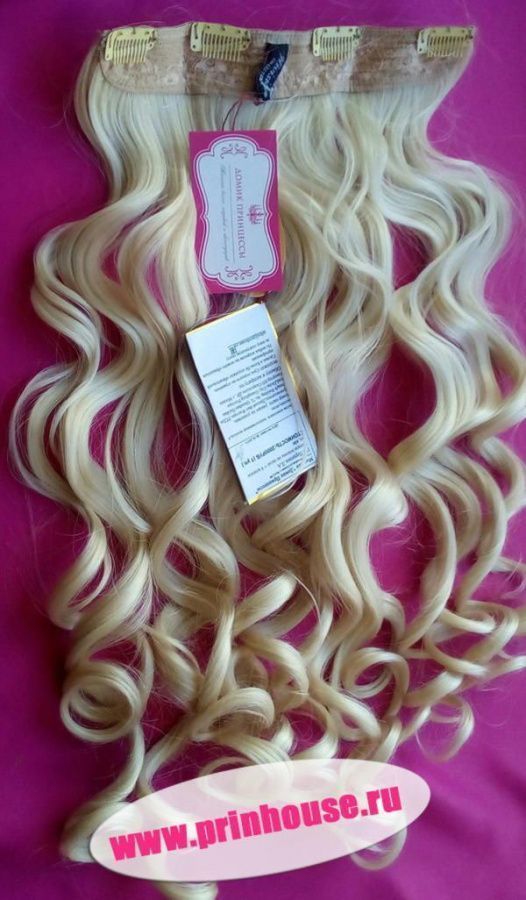 Фото Волосы локоны на леске искусственные цвет #613 блонд - магазин  "Домик Принцессы"