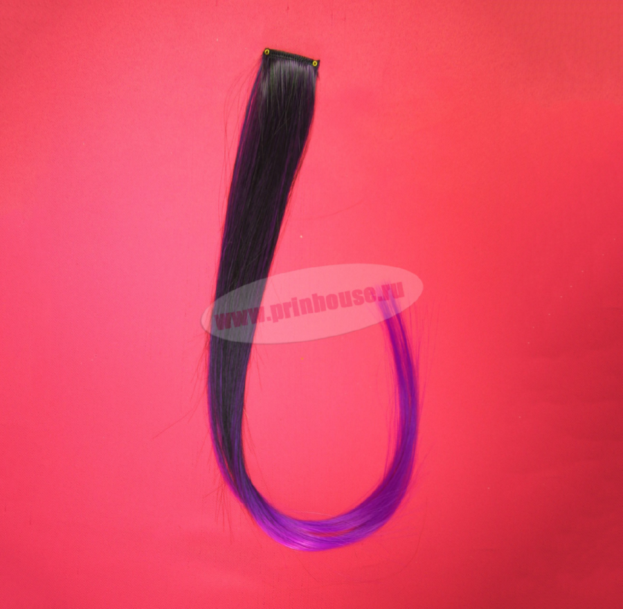 Фото Цветная прядь из искусственного волоса kanekalon прямой на клипсах омбре фиолетовая - магазин  "Домик Принцессы"