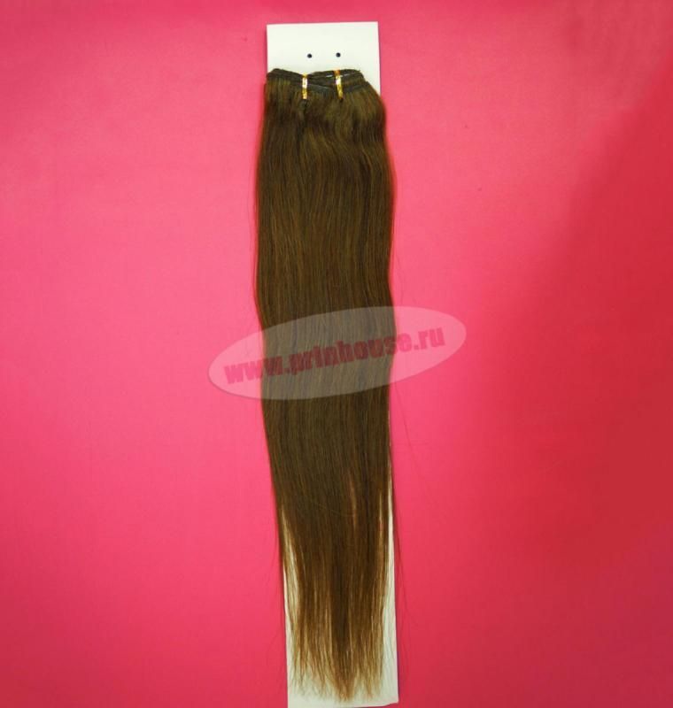 Фото Волосы на заколках натуральные люкс длина 50 см 70 грамм цвет #6 шоколад - магазин  "Домик Принцессы"
