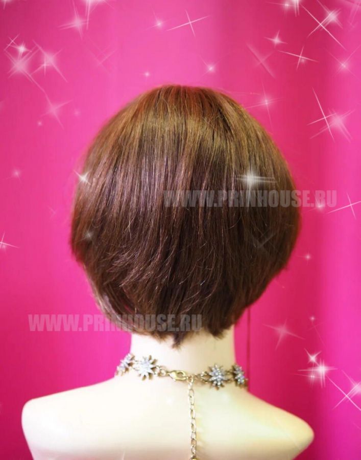Фото Натуральный парик короткая стрижка цвет светлый шоколад цвет p5/6 - магазин  "Домик Принцессы"